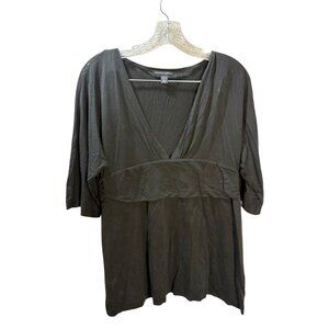 Banana Republic Black Petite‎ L Womens V-Neck 3/4 Sleeve Tunic Top